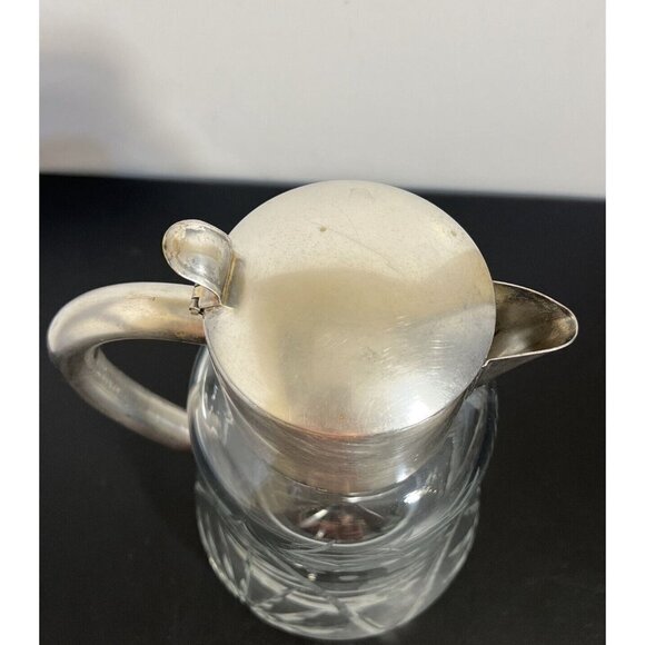 Vintage HKE Pitcher Cold Crystal Glass Closed Silver Plated Mount 10” - Picture 5 of 16
